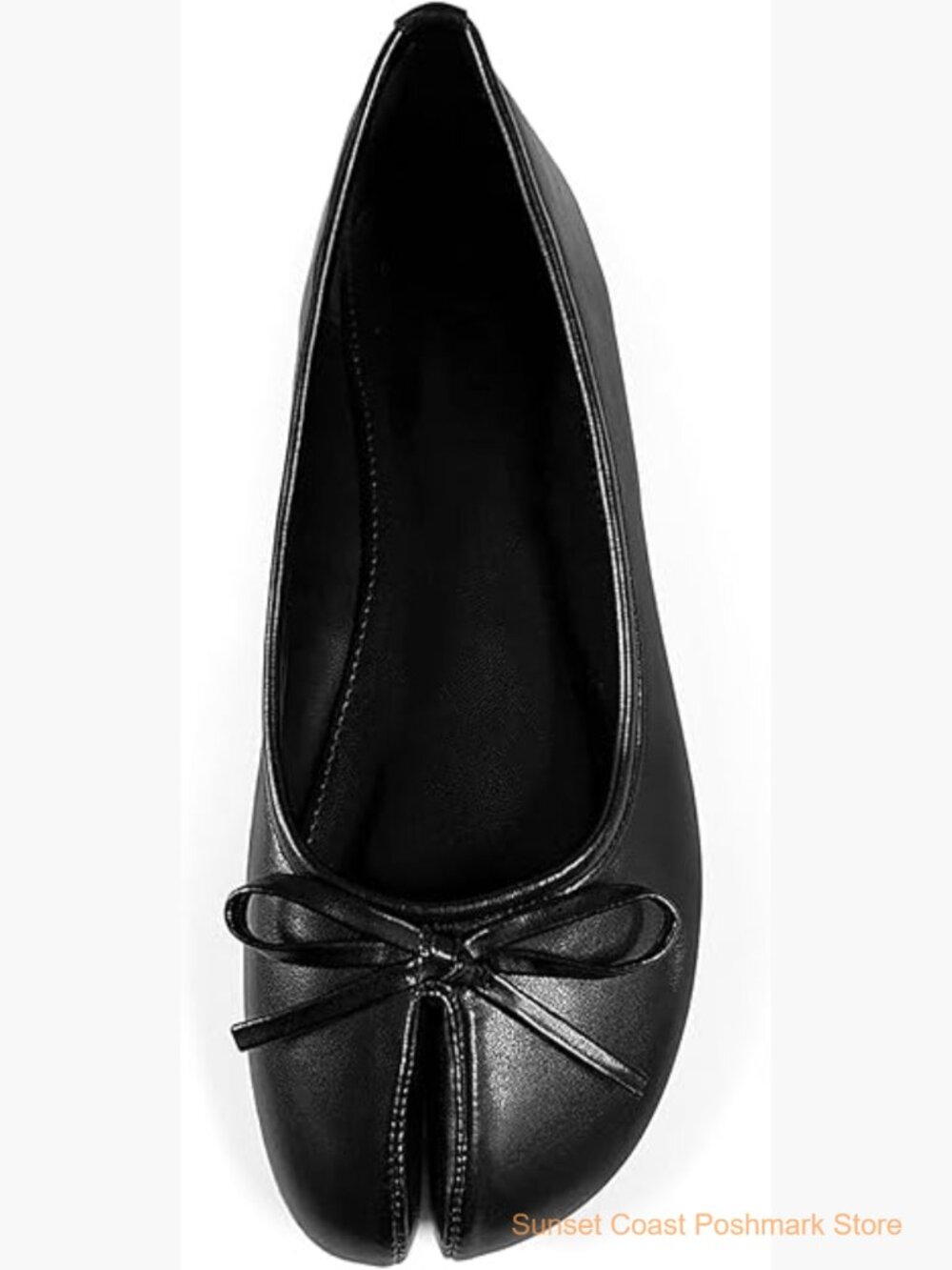 Split Toe Ballet Flats Faux Leather Bowknot Slip On Shoes